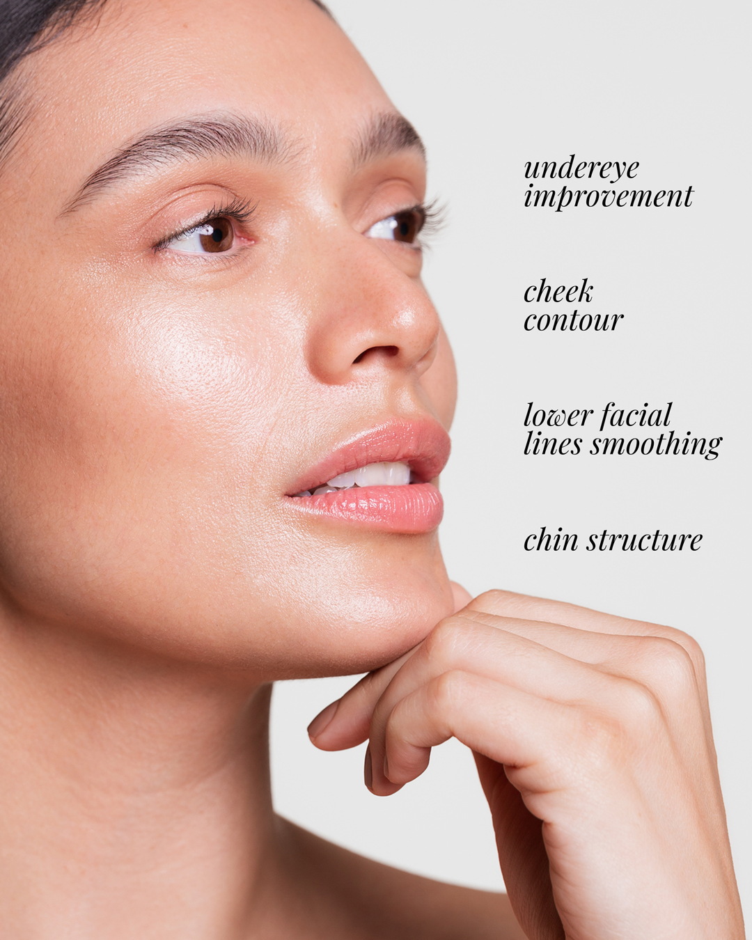 Juvéderm HA filler treatment areas, undereye, cheeks, lower face, chin